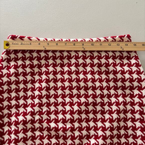 Talbots Women's 2 (XS-S) Red Houndstooth Wool Blend Casual Preppy Pencil Skirt - Picture 5 of 9